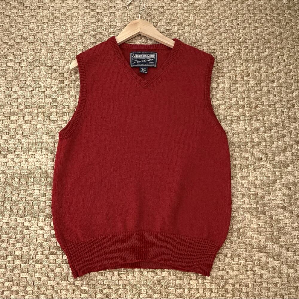 Vintage Abercrombie & Fitch Red Sweater Vest 100% Wool Size XL - Picture 9 of 12